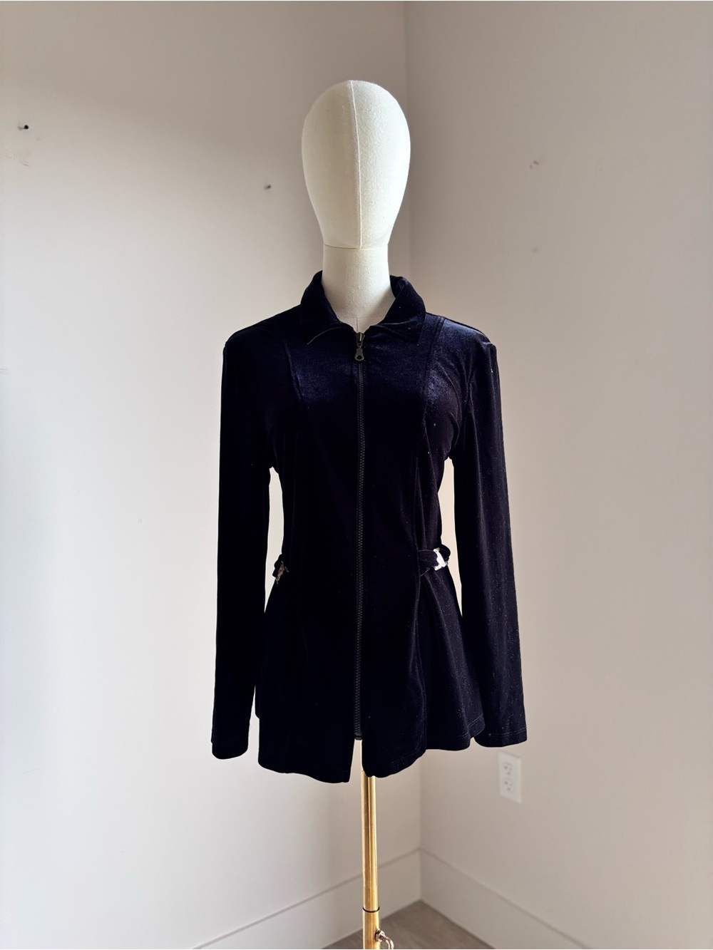 Maria Gabrielle New York Black Velvet Full Zip Jacket Size S